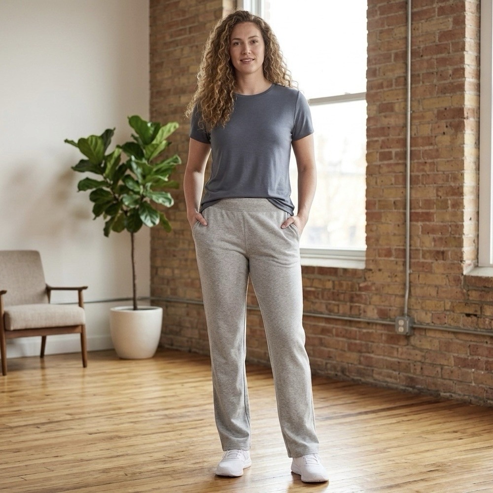 Coldwater Creek Gray Cotton Blend Straight Leg  Sweatpants Women's Large Tall